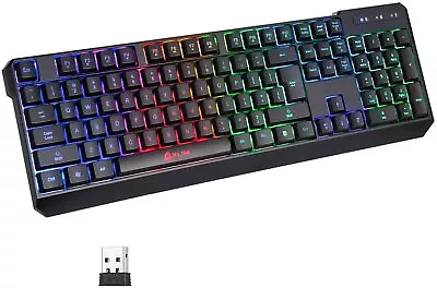 KLIM Chroma Rechargeable Wireless RGB Gaming Keyboard For PC PS4 Xbox One Mac • $19.95