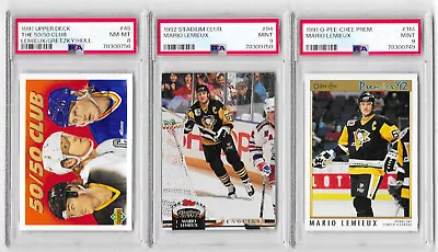 🌟🦄 *MARIO LEMIEUX* (3) PSA Lot Mint W/bonus Cards!  HOF Penguins Gretzky Hull • $45