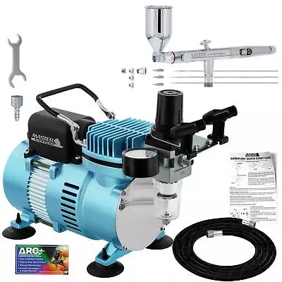 Master Airbrush SB88 Pro Set Side Feed Gravity Airbrush Air Compressor 3 Tips • $119.99