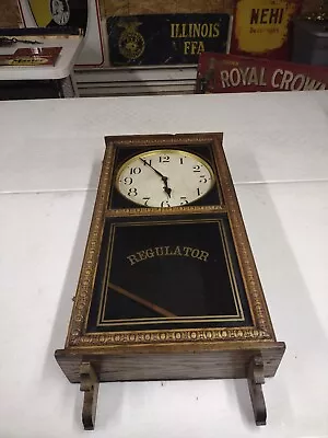 Antique Running 34  Waterbury Regulator 8 Day Key Wind Wall Clock W/ Key TESTED • $359.95