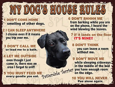 £4.25 • Buy Patterdale Terrier My Dog's House Rules Retro Metal Tin Sign Plaque Gift