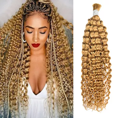 28  Deep Wave Braiding Hair Bulk Human Hair For Braiding Crochet Braid Extension • $99.99