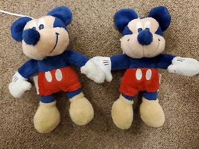 Pair Of Small Mickey Mouse Plush Blue Ears Nose Body About 5.75  Long • $7