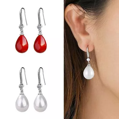 Women Drop Pendant Water Imitation Pearls Pearl Earrings Jewelry Accessories • £3.08