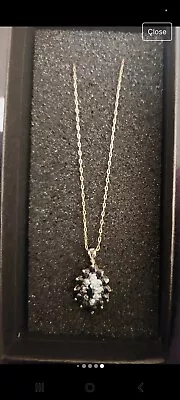 14k Diamond And Sapphire Pendant And Necklace • £70