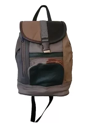 Genuine Leather Convertible Medium Patchwork Backpack Bag Purse Made In Mexico • $27.89