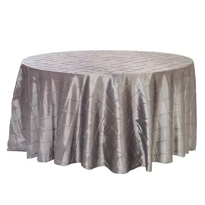 132 Inch Pintuck Taffeta Round Tablecloth Dark Silver / Platinum • $15