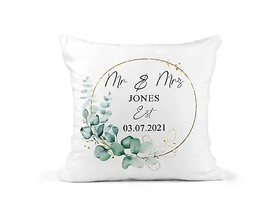 Personalised Wedding Cushion Mr & Mrs  Custom Wedding Gift Personalised Coupl • £13.99