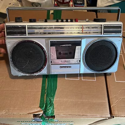 Vintage Sanyo Boombox Model M9705 Cassette AM FM Radio DC AC WORKS GREAT • $89.99