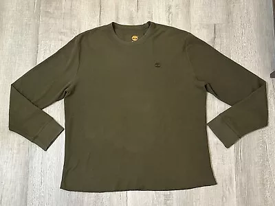 Timberland Shirt XL Mens Thermal Pullover Long Sleeve Embroidered Logo Green EUC • $16.99