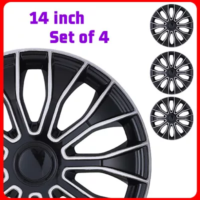 14  Set Of 4 Black Wheel Covers Snap On Full Hub Caps Fits R14 Tire ABS Rim • $43.99