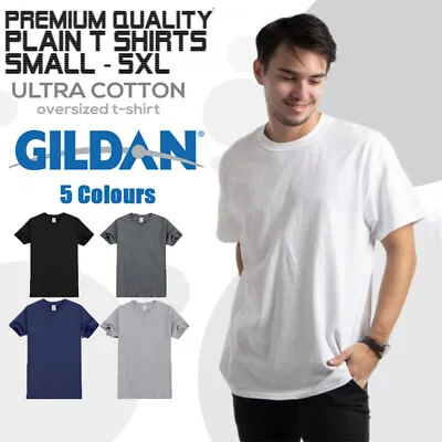 Gildan Men T-shirt Plain Blank Premium Cotton Basic Tee Short Sleeve 76000 AU • $10.93