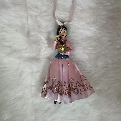 RARE 2014 Disney Store Mulan Sketchbook Christmas Ornament Glitter Pink Dress • $29.99