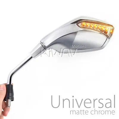 Sand Blast Chrome Mirrors LED Turn Signals 10mm EMARK Fits Triumph Bonneville • $146.61