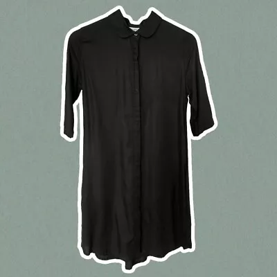 Vanishing Elephant Black Button Up Dress With Round Collar 6 • $24