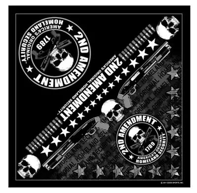 2nd Amendment Skull Design 21  X 21  Bandana • $9.99