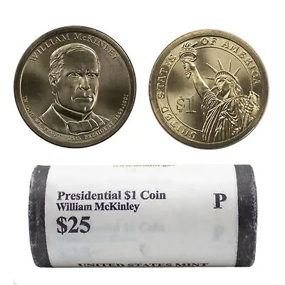 $69 • Buy 2013 -P William Mckinley Presidential Dollar Mint Roll BU 25 US Coin