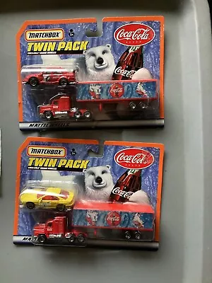 Matchbox COCA-COLA Twin Pack.   Red Car W TT Unit And Yellow Car With TT Unit • $18