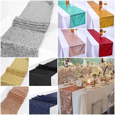 Sequin Table Runner Glitter Sparkly Shiny Bling Material Cloth Wedding Decor • £6.25