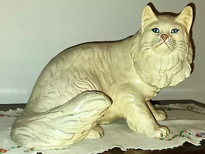 RARE Vintage 1960's MARWAL 15  Lifesize Chalkware White Persian Cat Sculpture • $74.95