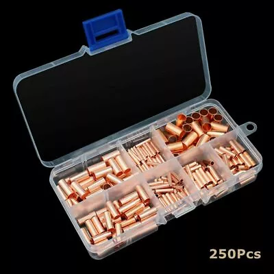 £7.89 • Buy 250Pcs GT1-6mm Copper Tube Butt Wire Ferrule Cable Crimp Connectors Terminal Kit