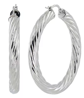 S.Michael Designs Stainless Steel 1 3/4  Inch Twisted Cable Hoop Earrings • $9.95