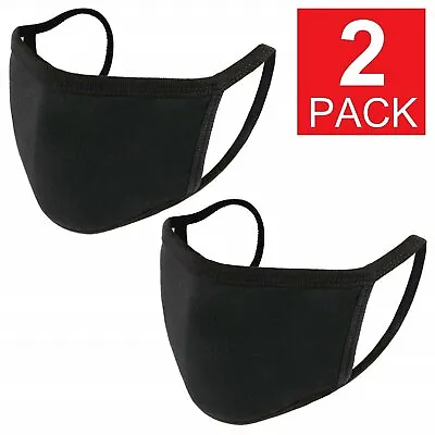 2-Pack  Black Cotton Adult Face Mask - Reusable Washable Unisex • $3.25