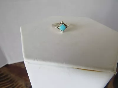 Vintage R.B. Running Bear Sterling Ring With Lt. Blue Turquoise Sz. 5 • $35