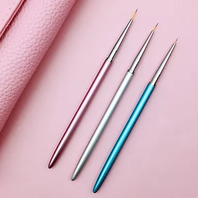 3pcs Nail Art Brush Painting Drawing Line Pen Liner Thin Brushes Paint Manicure • £3.25