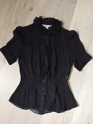 Diane Von Furstenberg Blouse Silk Black Women Size 0 • $35