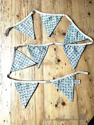 Shabby Chic Bunting Flag Flower Blue Turquoise 69ins Gisela Graham NEW FREE P&P • £13.50