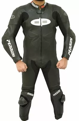 1pc Perrini Fusion Motorcycle Riding Racing Leather Suit W/ Padding & Hump Black • $299.99