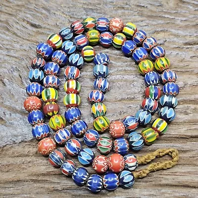 VINTAGE VENETIAN Style  Multi Colour Chevron Glass Beads Necklace. • $30
