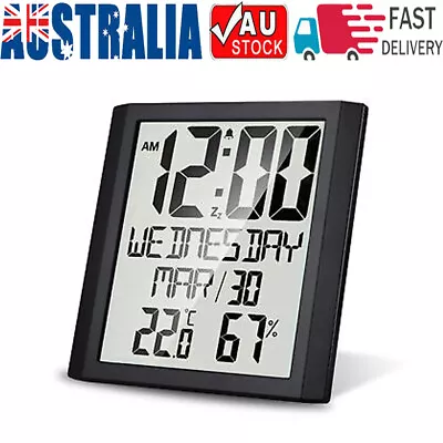 8.6 Large Digital Wall Clock Alarm Date Temperature Humidity Display Home Office • $31.87