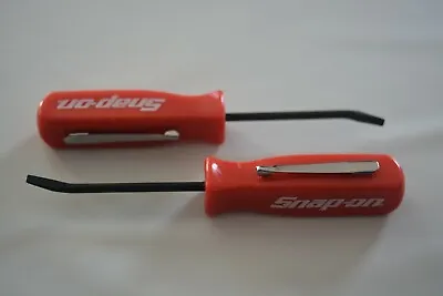 Snap On Tools Promotional Mini Pocket Clip Flat Pry Bar Red Handle Small New 2PC • $11.99