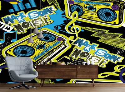 £100.74 • Buy Music Graffiti Wall Mural Photo Wallpaper Sport Headphones Paper Poster For Boys