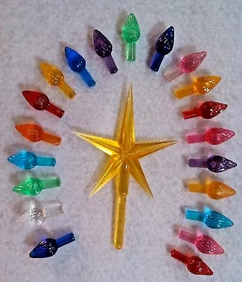 $9.95 • Buy 30 MEDIUM TWIST BULBS VINTAGE Ceramic Christmas Tree Lights With GOLD STAR
