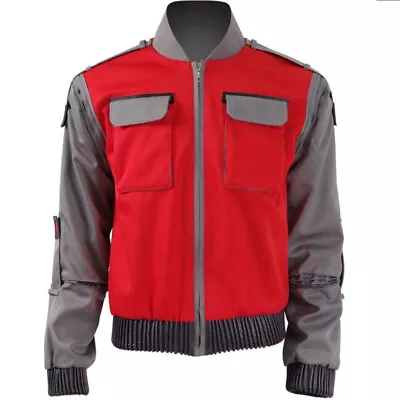 Back To The Future Marty Red Orange Jacket Cosplay Costume Baseball Coat Uniform • $53.30