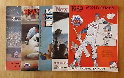 Lot Of 5 NEW YORK METS! 1969/1971 Yrbks +WS Program *Great Shape!* + Scorecards! • $109.95