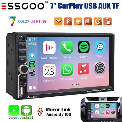 Double 2DIN 7  Wireless CarPlay Car Stereo Radio Touch Screen  Bluetooth USB SWC • $61.95