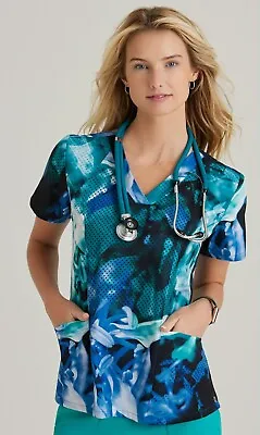 Barco One  #5107 V-Neck Detailed Scrub Top In  Petal Radiance  Size S • $9.59