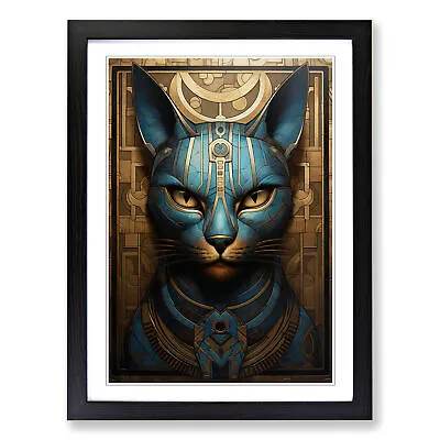 Egyptian Cat Art Deco No.2 Wall Art Print Framed Canvas Picture Poster Decor • £14.95