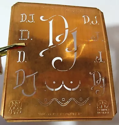 DJ D J JD Monogram Initials Letters Copper Stencil Antique Family Name Sign Gift • $25