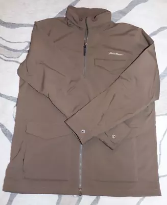 Eddie Bauer Jacket Mens Large Brown  Travex Cargo Hiking Nylon Zip Up • $19.99