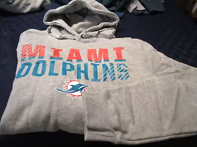 New Nfl Mens Miami Dolphins Hoodie Hooded Sweatshirt Dolphins Lt Gray 3x / 3xl • $24.29