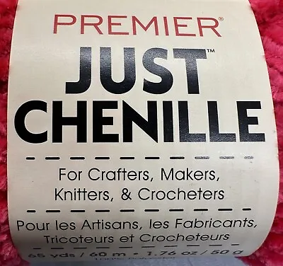 Premier Just Chenille Velvet Yarn 1.76 Oz (5 Pc) Skein Color Hot Pink - New • $15