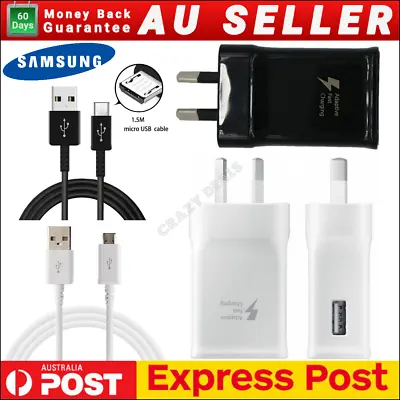 Genuine Samsung AC Wall Adapter Fast Charger Micro Cable S4 S5 S6 S7 Note 4 5 • $17.95