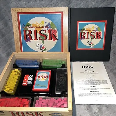 2003 Parker Bros BOOKSHELF RISK Continental Board Game Nostalgia Series Wood Box • $24