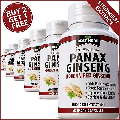 #1 Korean Panax Ginseng Capsules High Strength Pill 20000mg Extract Male Libido • £16.99