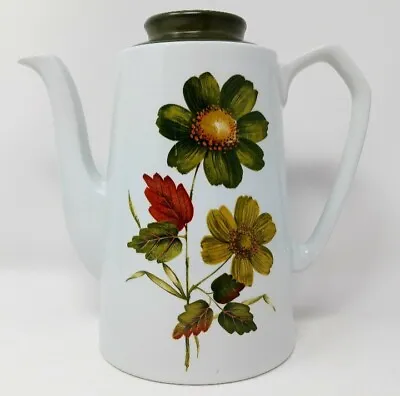 Alfred Meakin Mid Century Retro Green Sherwood Glo White Coffee Pot Tea 60s 70s • £14